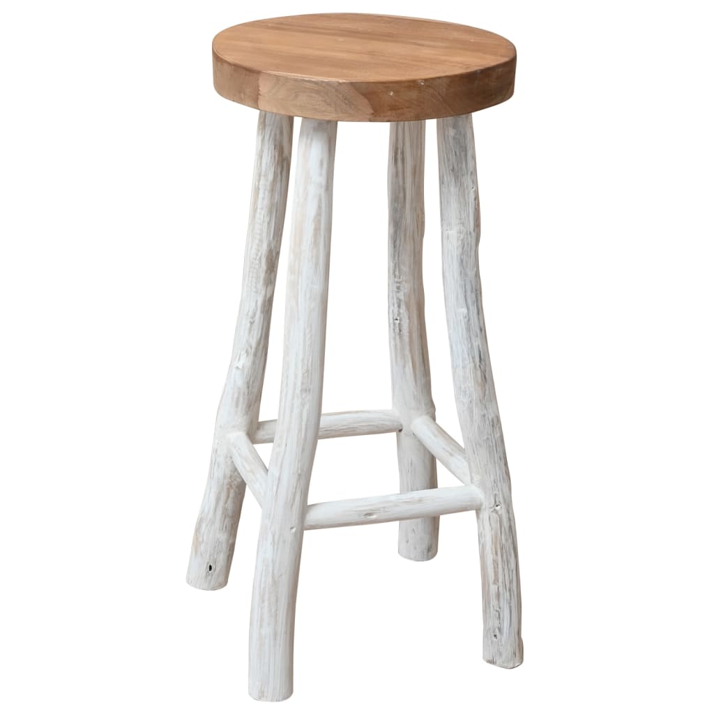 Bar Chair Brown And White Solid Teak Wood Standard Durable