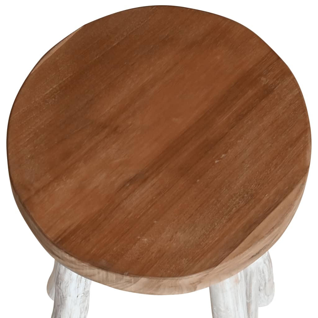 Bar Chair Brown And White Solid Teak Wood Standard Durable