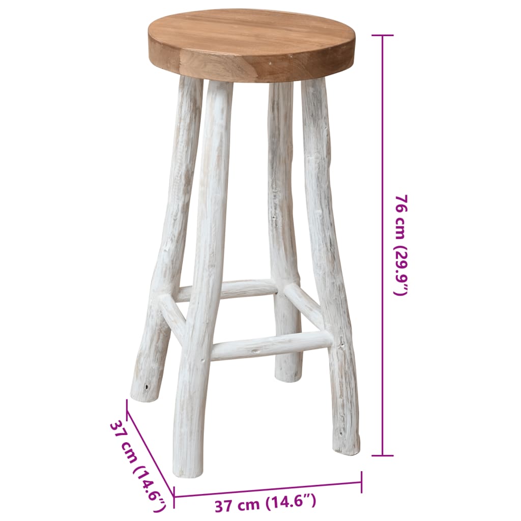 Bar Chair Brown And White Solid Teak Wood Standard Durable