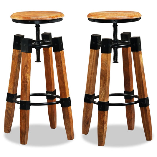 Bar Stool Set Of 2 Brown And Black