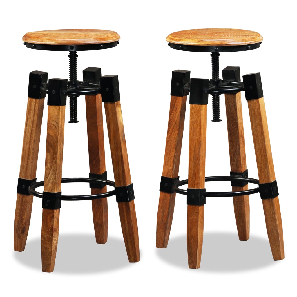 Bar Stool Set Of 2 Brown And Black