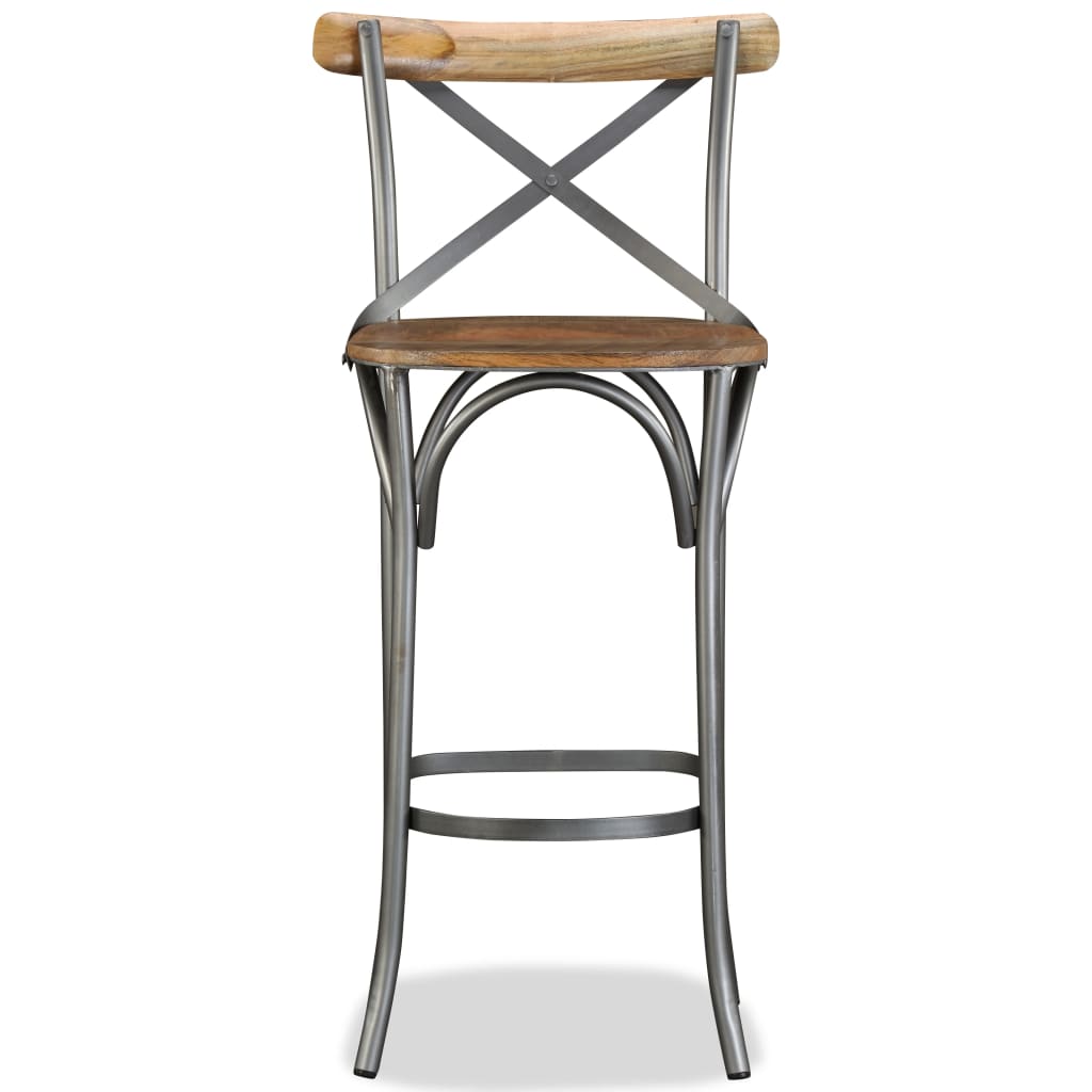 Bar Stool Mango Wood Brown, Steel Grey