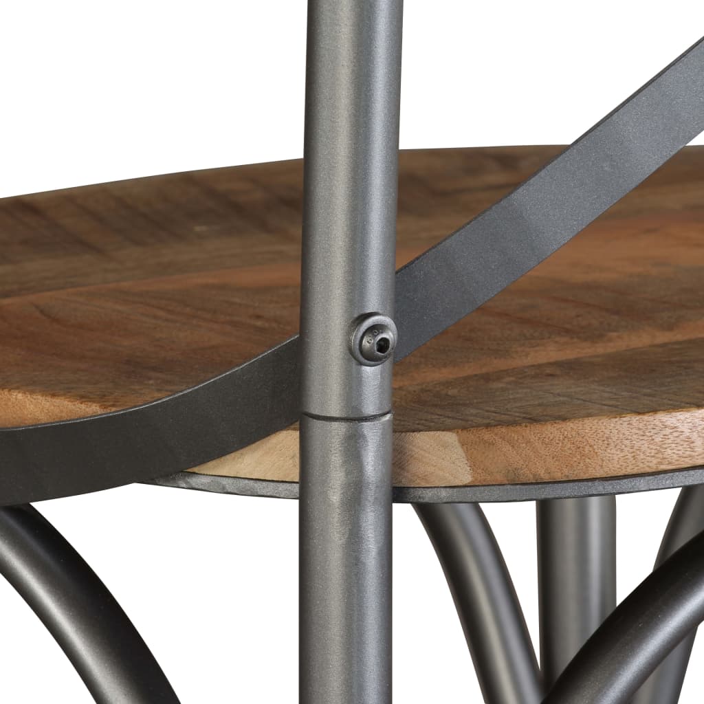 Bar Stool Mango Wood Brown, Steel Grey