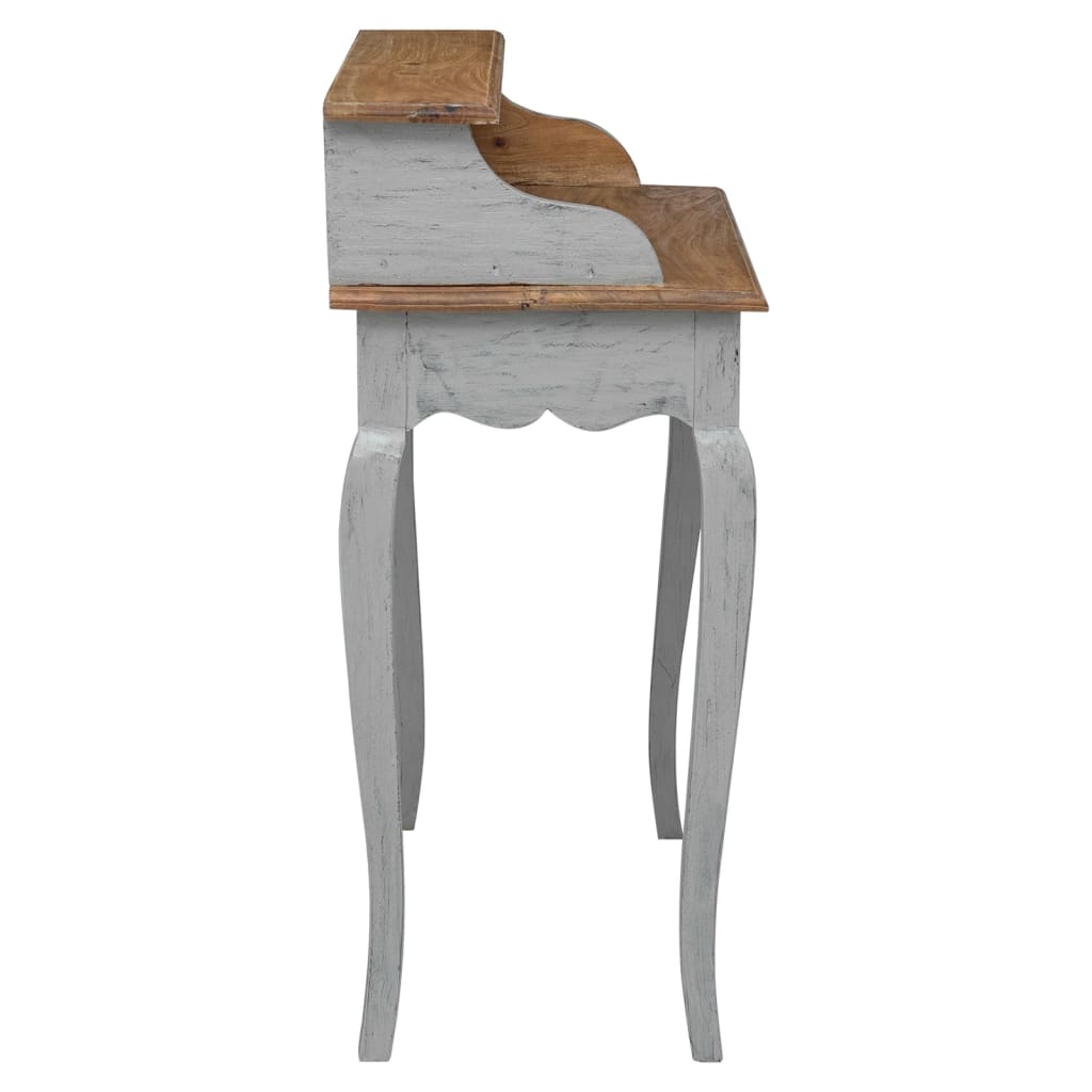 Writing Desk Mahogany, Grey Solid Mahogany Wood