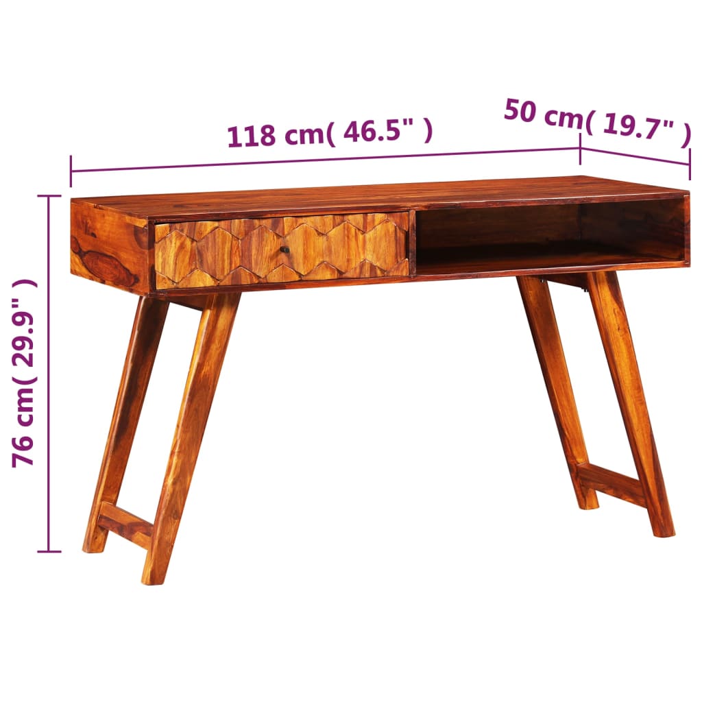 Writing Table Sheesham Wood Brown Solid Sheesham Wood