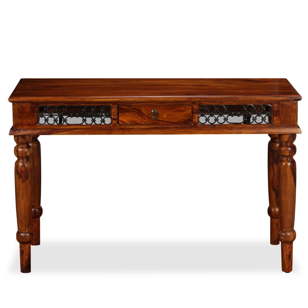 Writing Table Brown Solid Sheesham Wood Large Storage