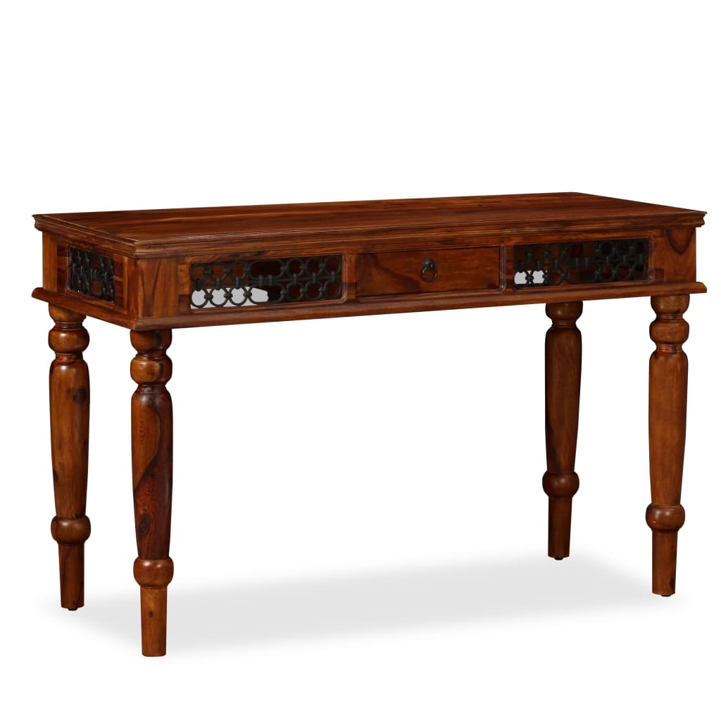Writing Table Brown Solid Sheesham Wood Large Storage