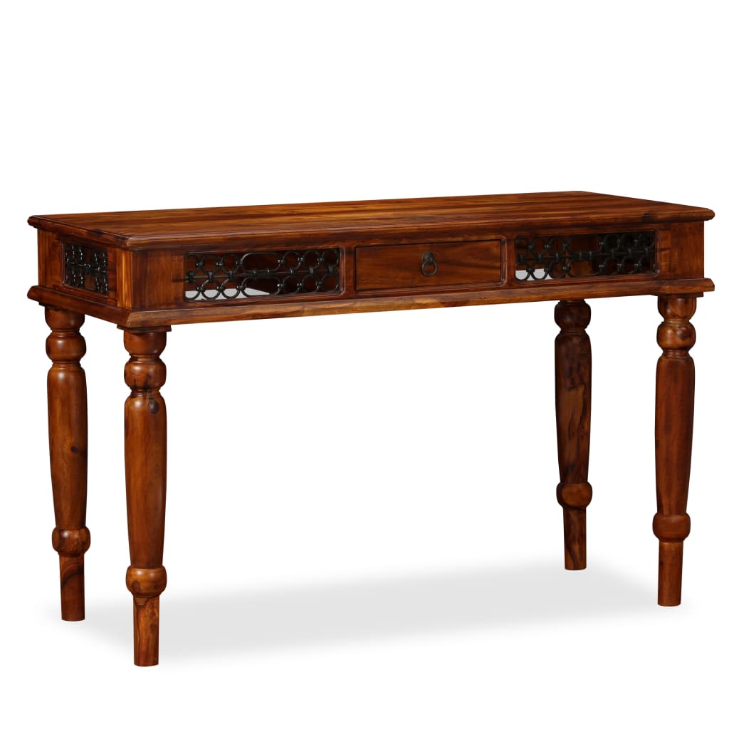 Writing Table Brown Solid Sheesham Wood Large Storage
