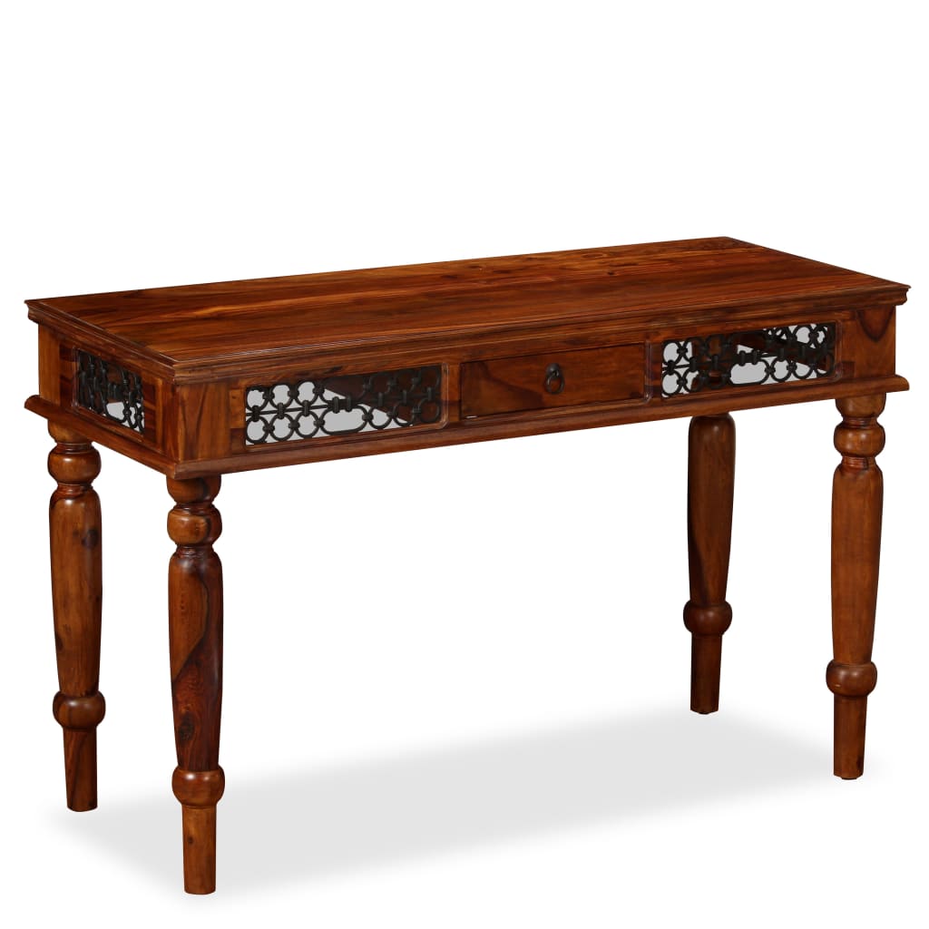 Writing Table Brown Solid Sheesham Wood Large Storage