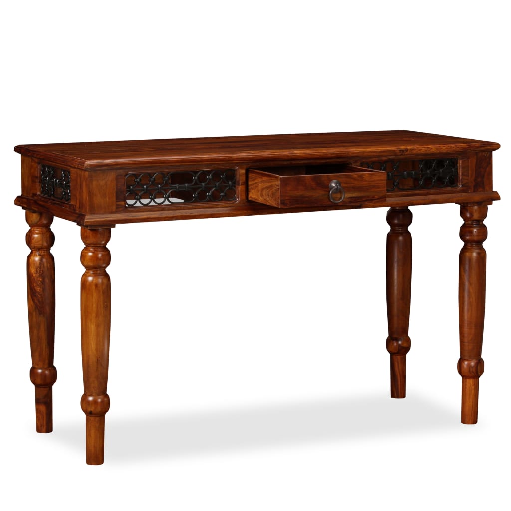 Writing Table Brown Solid Sheesham Wood Large Storage