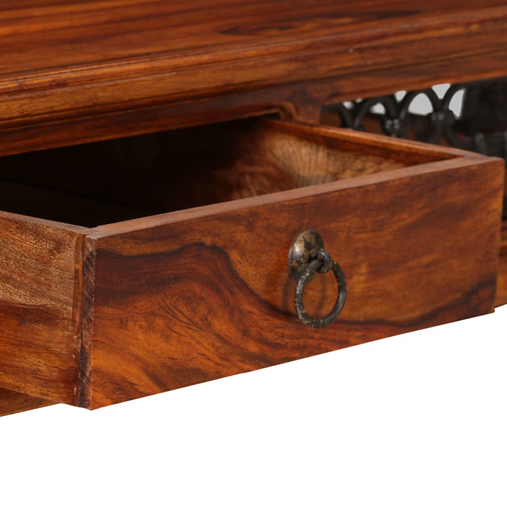 Writing Table Brown Solid Sheesham Wood Large Storage