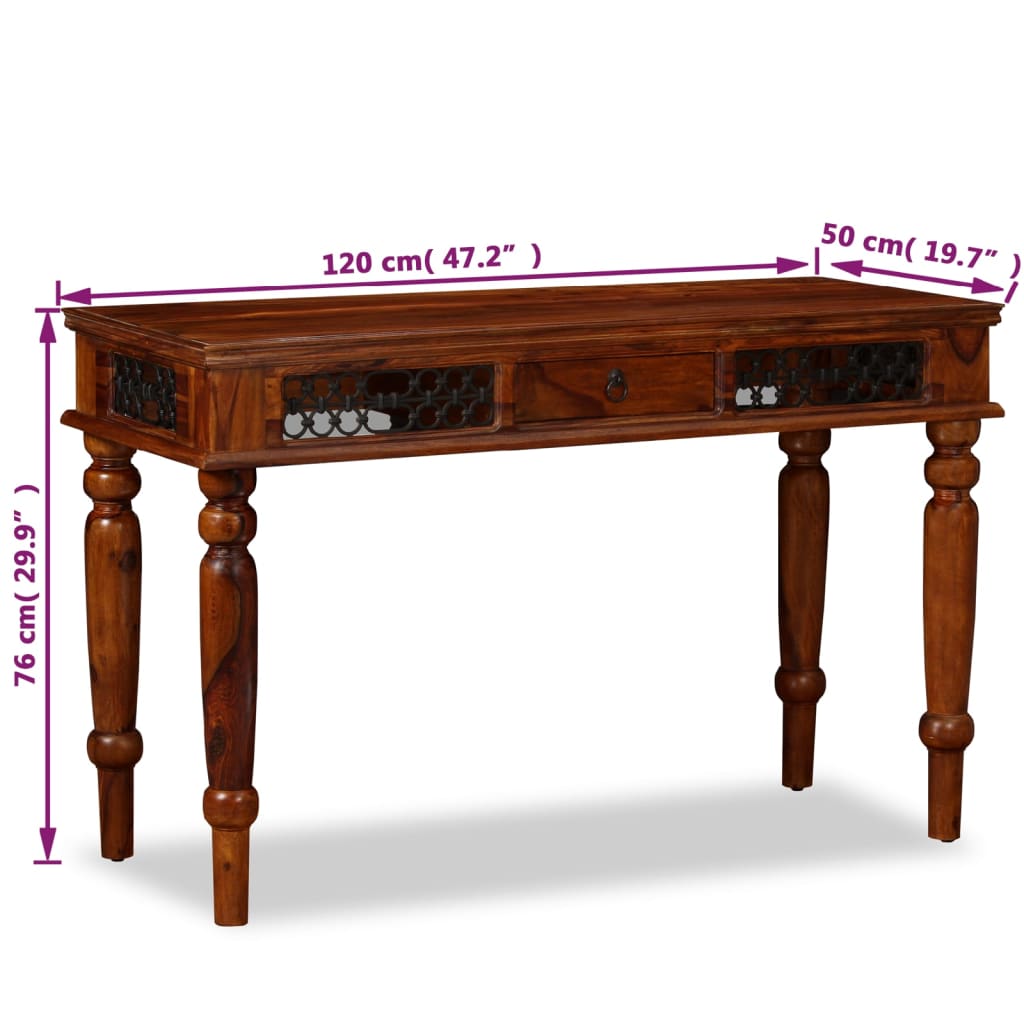 Writing Table Brown Solid Sheesham Wood Large Storage