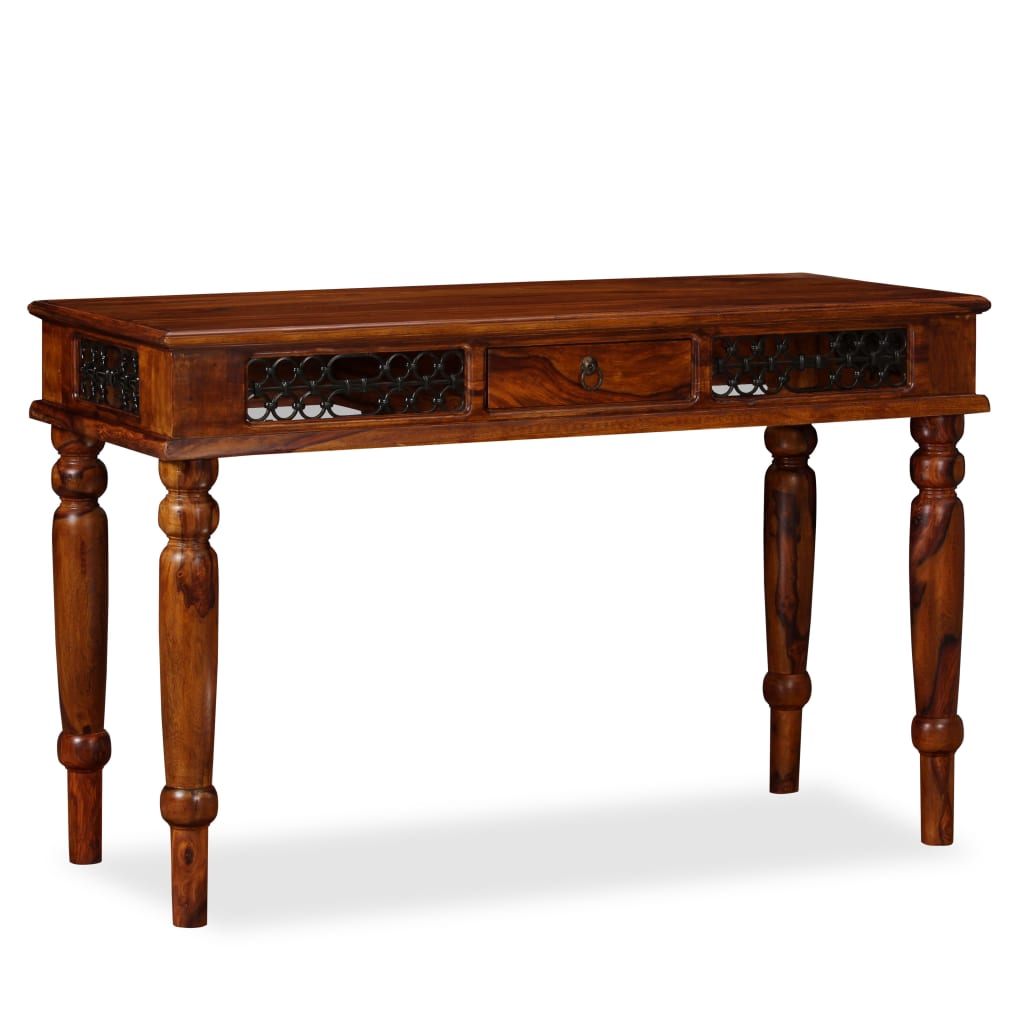Writing Table Brown Solid Sheesham Wood Large Storage