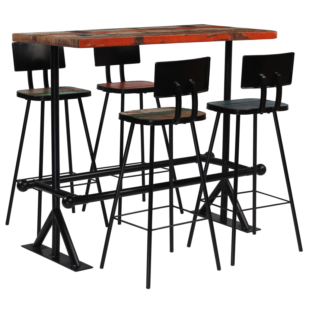 Bar Set Multicolour Solid Reclaimed Wood Medium Industrial