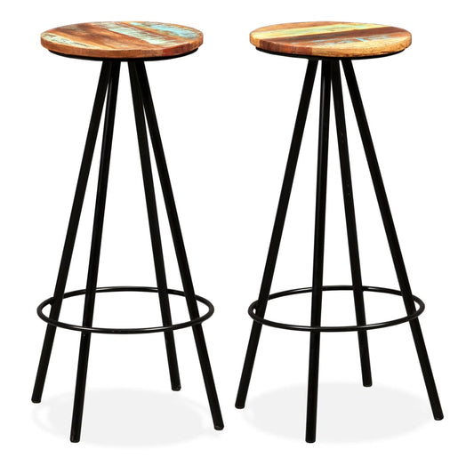 Bar Stool Set Of 2 Multicoloured And Steel