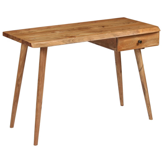 Writing Table Natural Wood Solid Acacia Wood 43.3X19.7X29.9 In