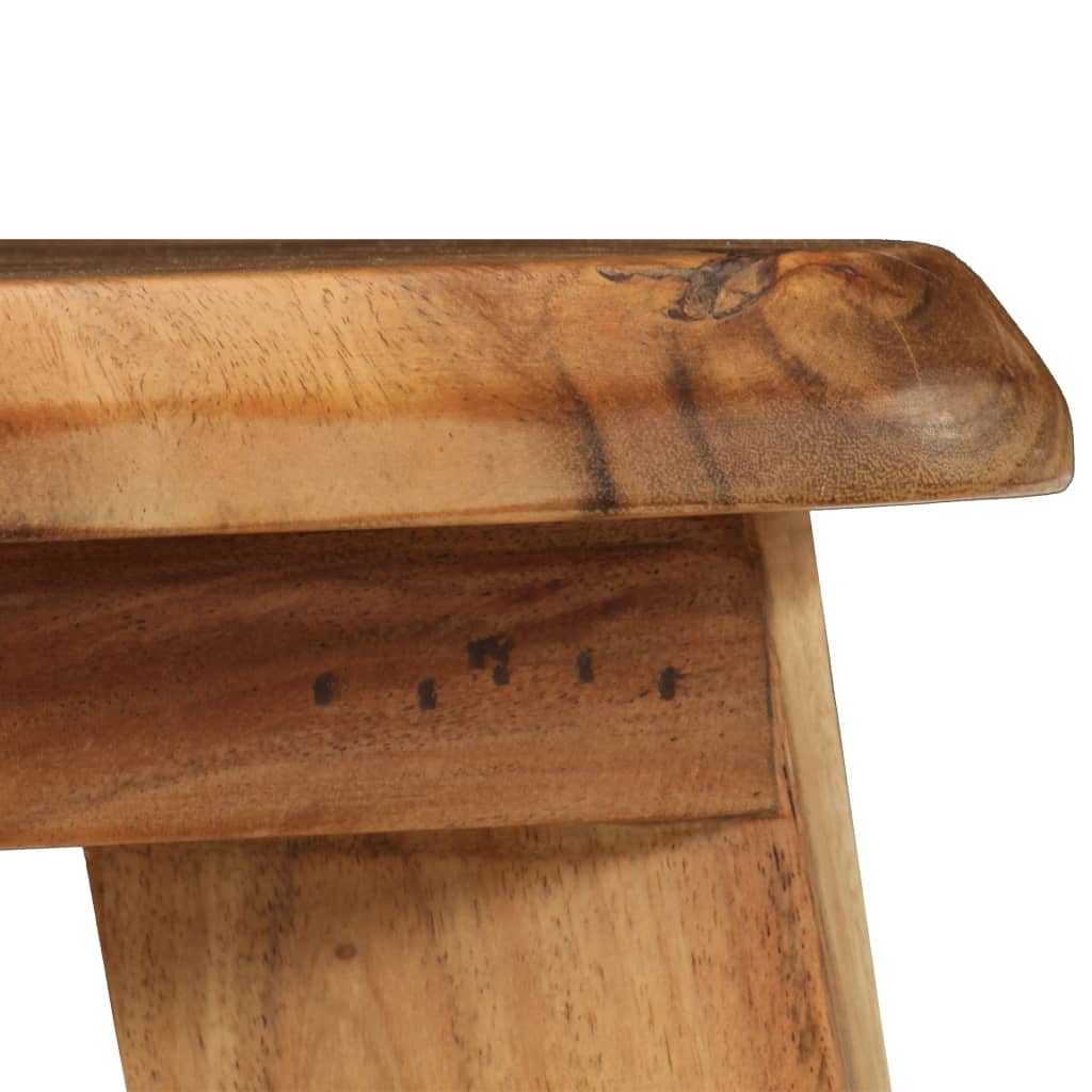 Bar Stool Set Of 2 Natural Wood Solid Acacia Wood, Steel Standard