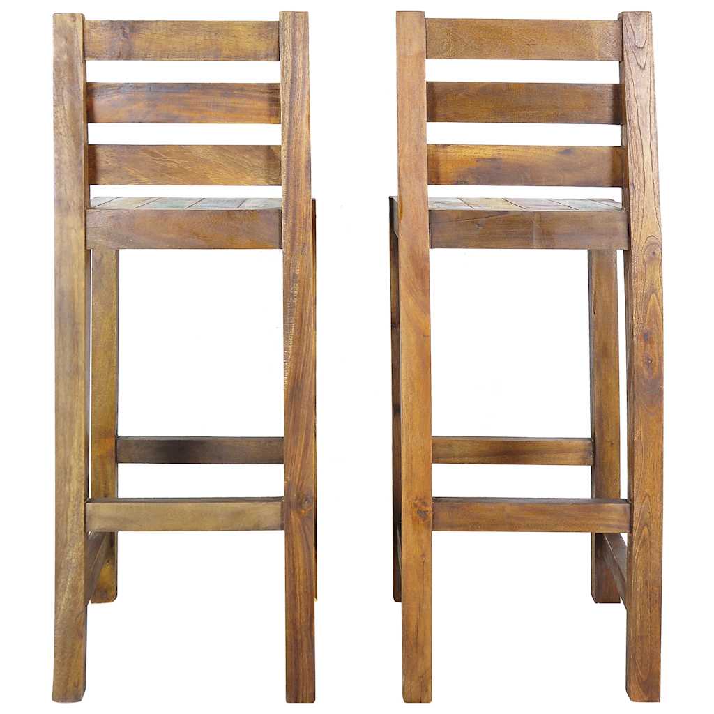 Bar Stool Set Of 2 Multicolor Solid Reclaimed Boat Wood Standard