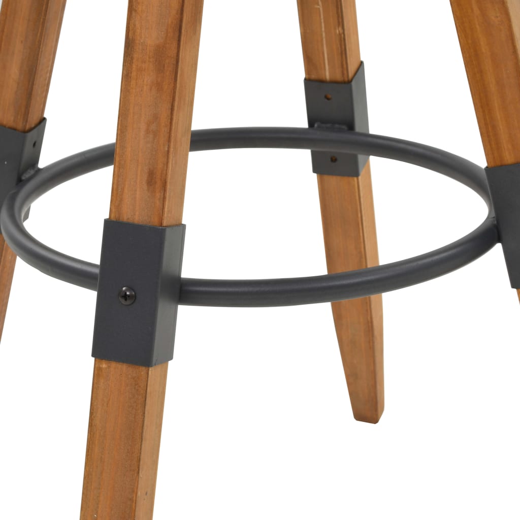Bar Stool Set Of 2 Natural Wood Solid Fir Wood & Steel