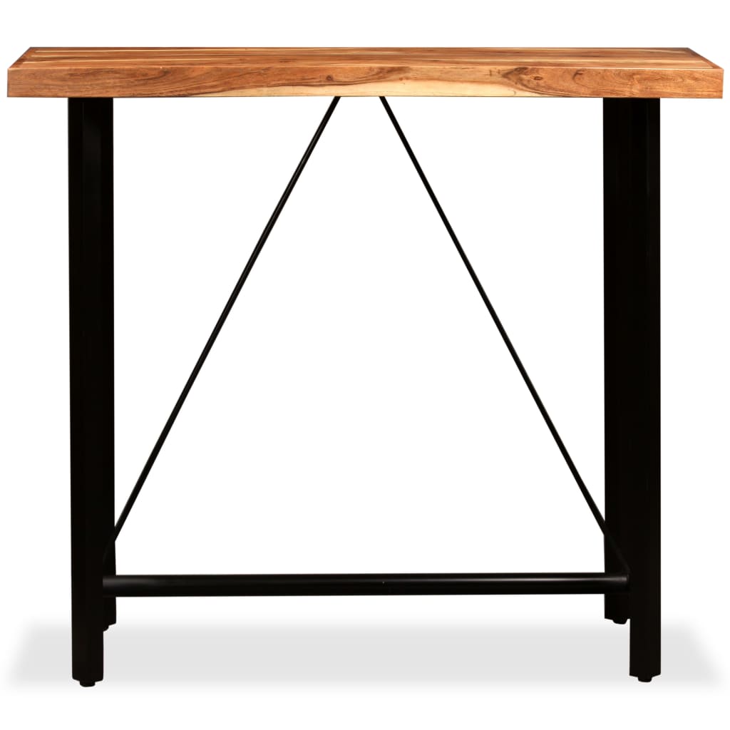 Bar Set Brown And Black Solid Acacia Wood, Steel Medium Hardwood