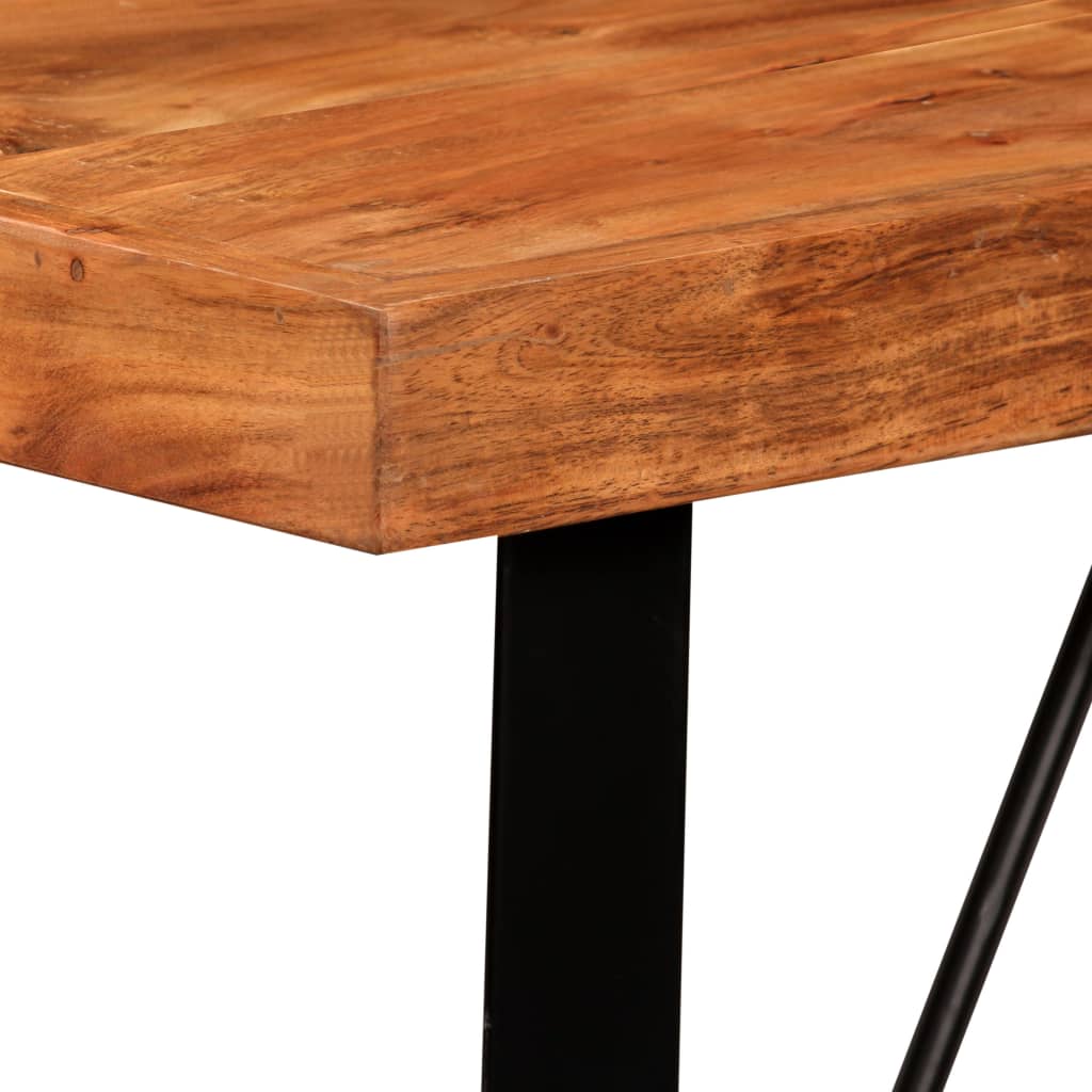 Bar Set Brown And Black Solid Acacia Wood, Steel Medium Hardwood