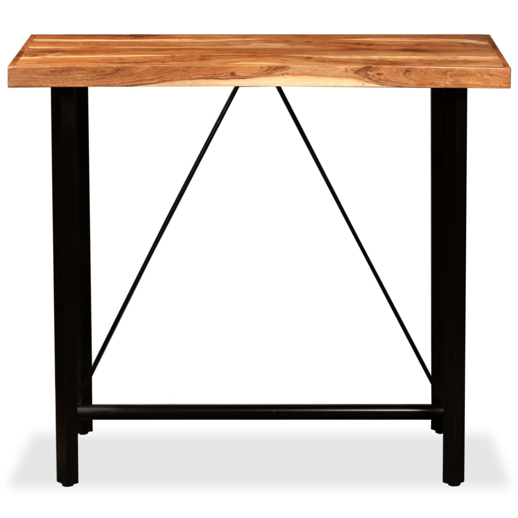 Bar Set Brown And Black Solid Acacia Wood, Steel Medium Hardwood