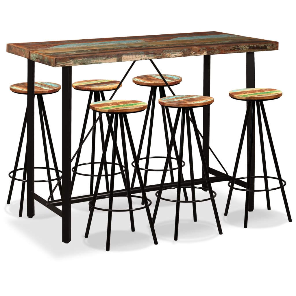 Bar Set Varied Natural Wood Shades From Reclaimed Wood