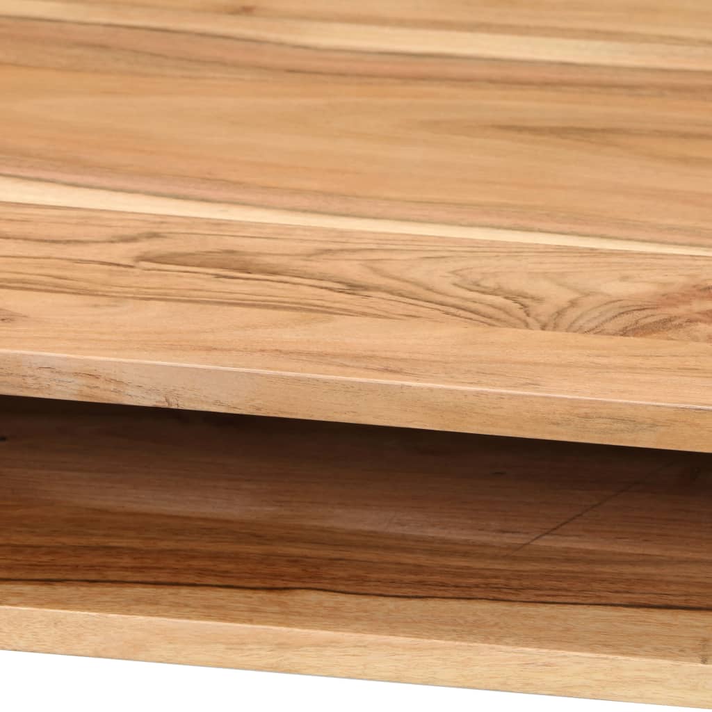 Writing Table Natural Wood With Black Legs Solid Acacia Wood Medium