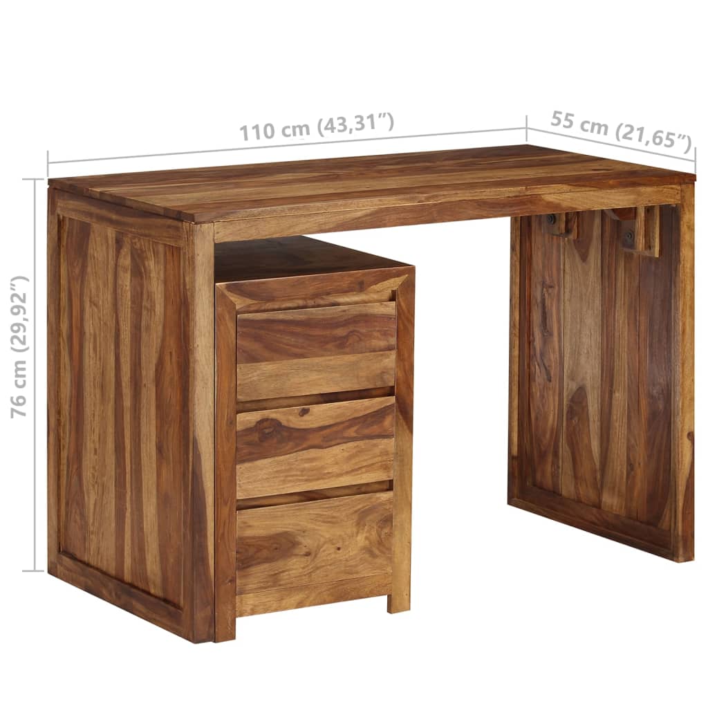 Writing Table Natural Sheesham Solid Sheesham Wood Medium