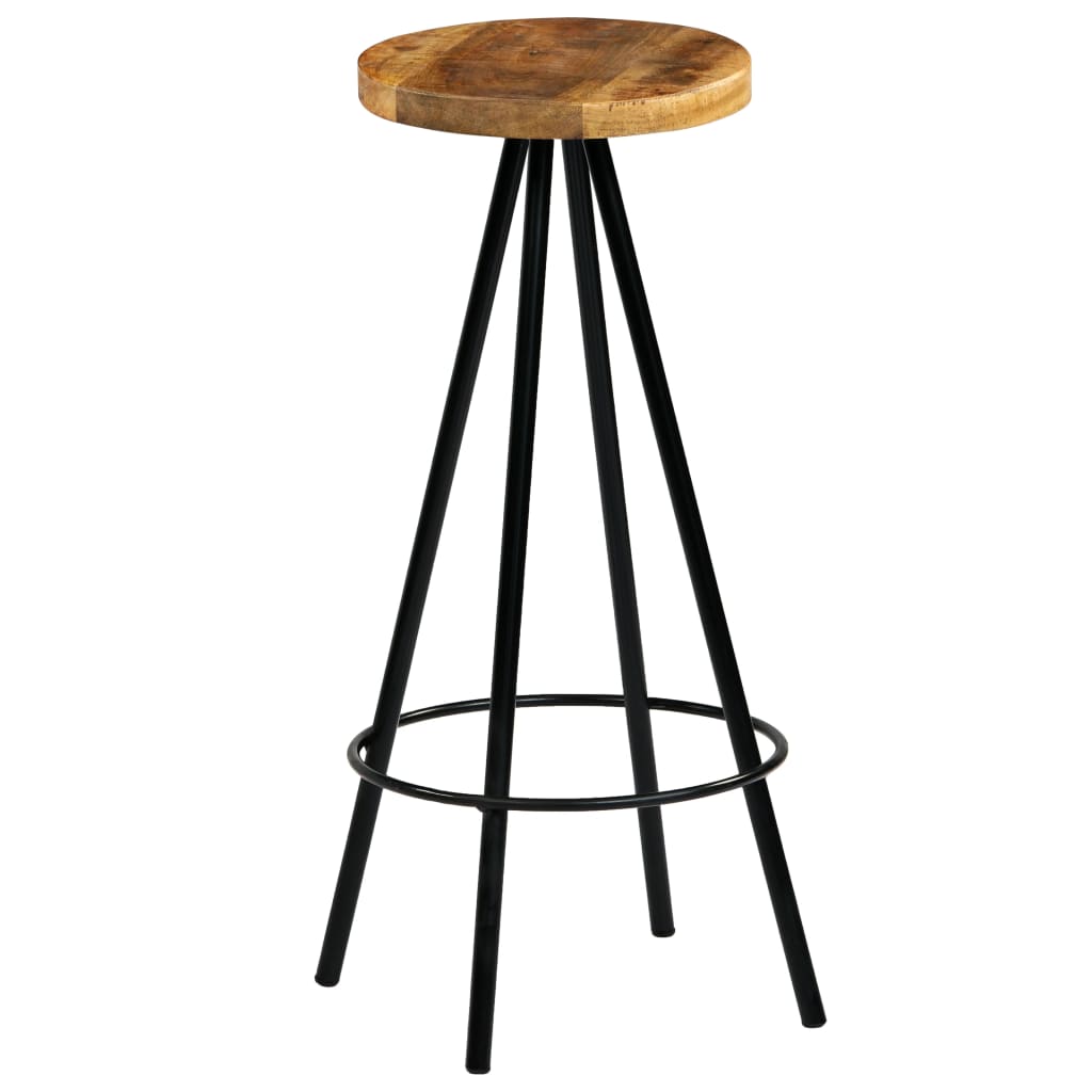 Bar Stool Set Of 2 Natural Wood And Black