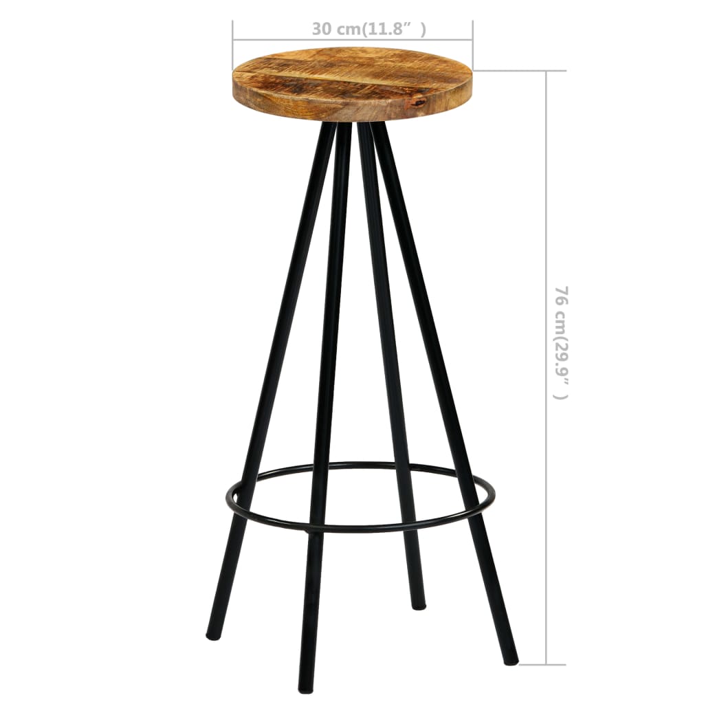 Bar Stool Set Of 2 Natural Wood And Black