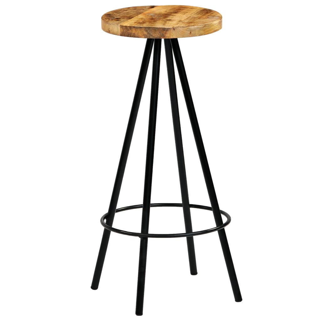 Bar Stool Set Of 2 Natural Wood And Black