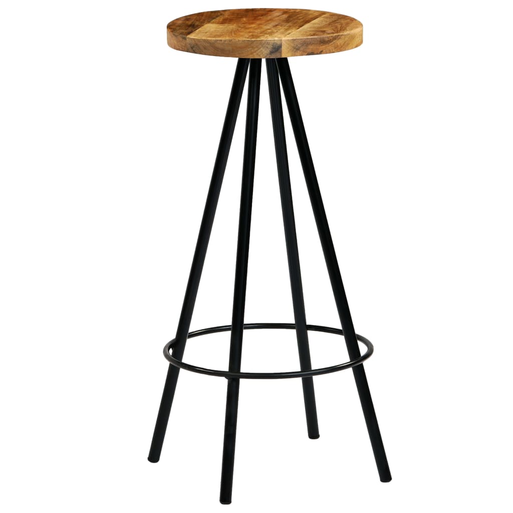 Bar Stool Set Of 2 Natural Wood And Black