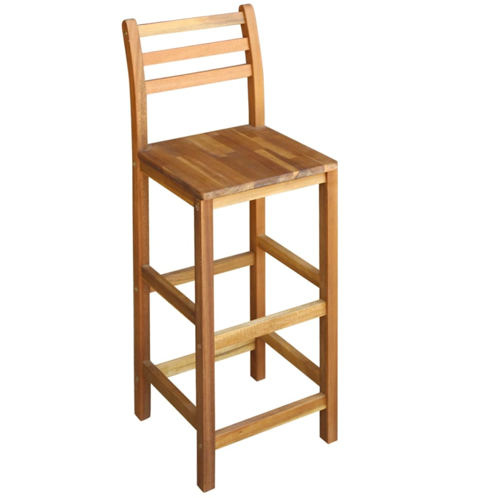 Bar Table And Chair Brown Solid Acacia Wood Medium Footrest