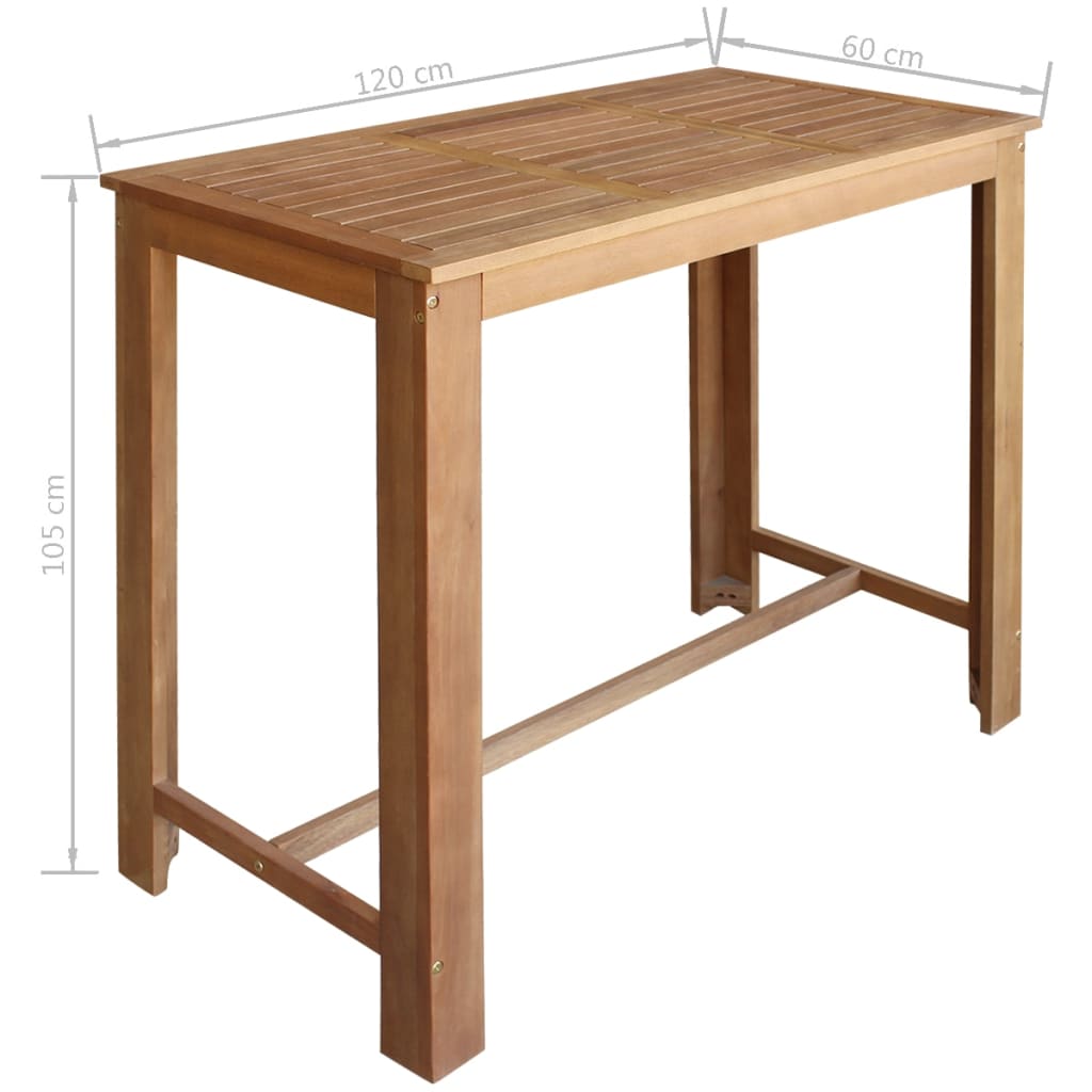Bar Table And Chair Brown Solid Acacia Wood Medium Footrest