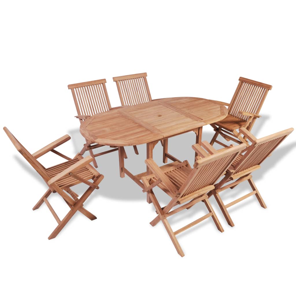 5 Piece Patio Dining Set Solid Teak Wood