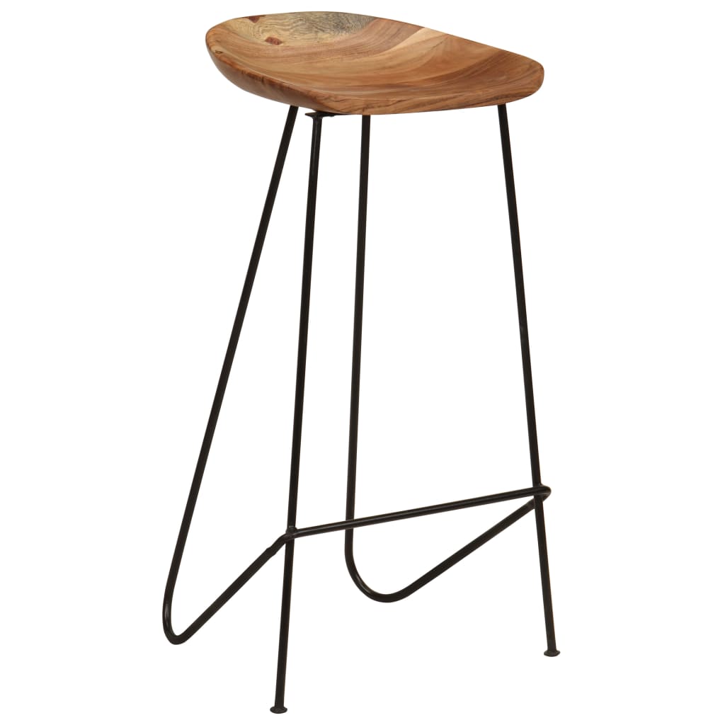 Bar Chair Set Of 2 Natural Wood, Black