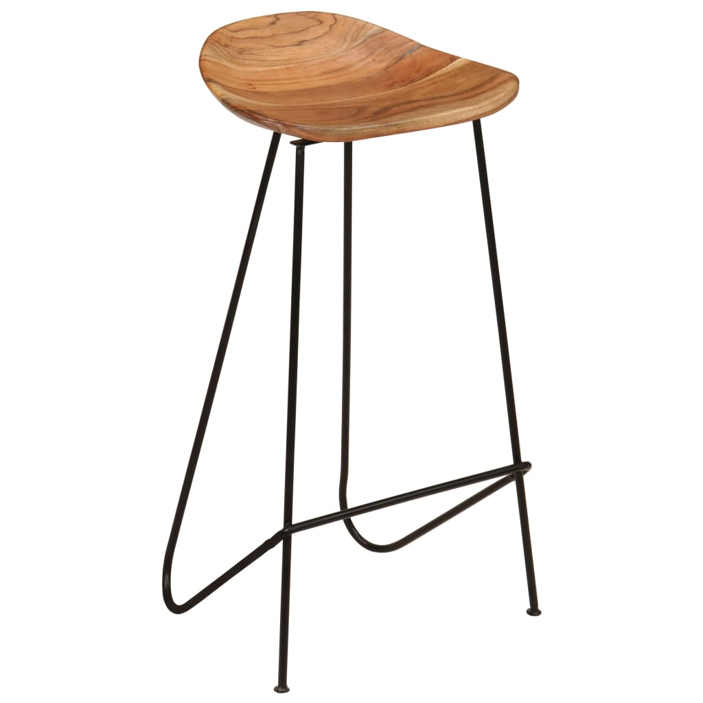 Bar Chair Set Of 2 Natural Wood, Black