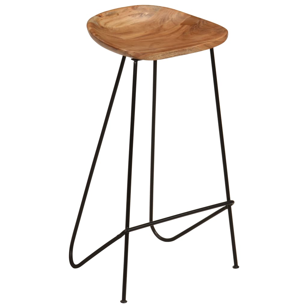 Bar Chair Set Of 2 Natural Wood, Black