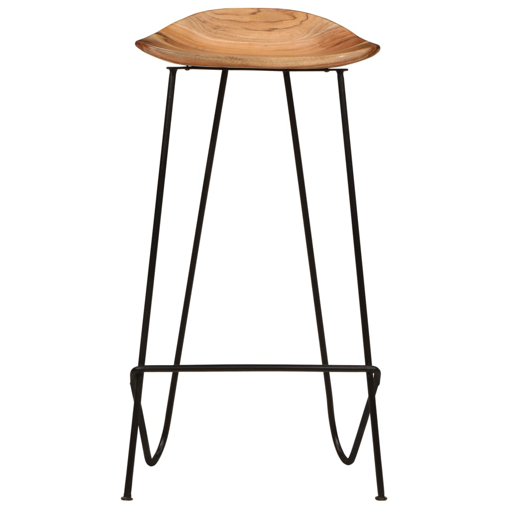 Bar Chair Set Of 2 Natural Wood, Black