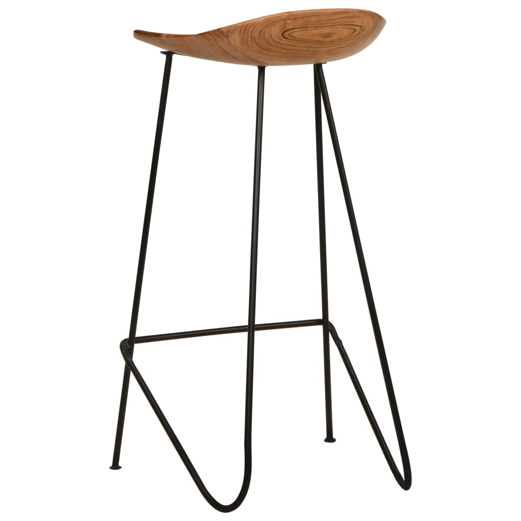 Bar Chair Set Of 2 Natural Wood, Black