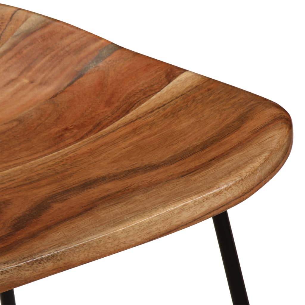 Bar Chair Set Of 2 Natural Wood, Black