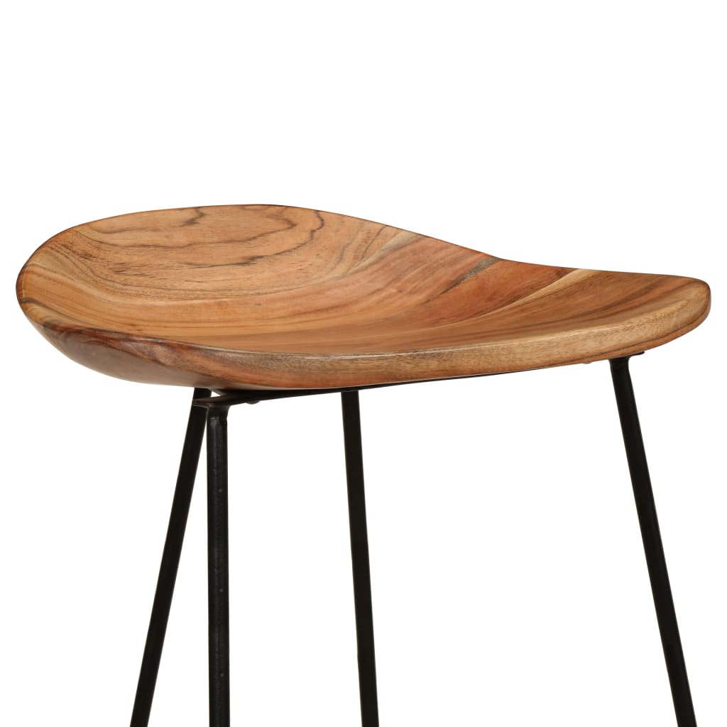 Bar Chair Set Of 2 Natural Wood, Black