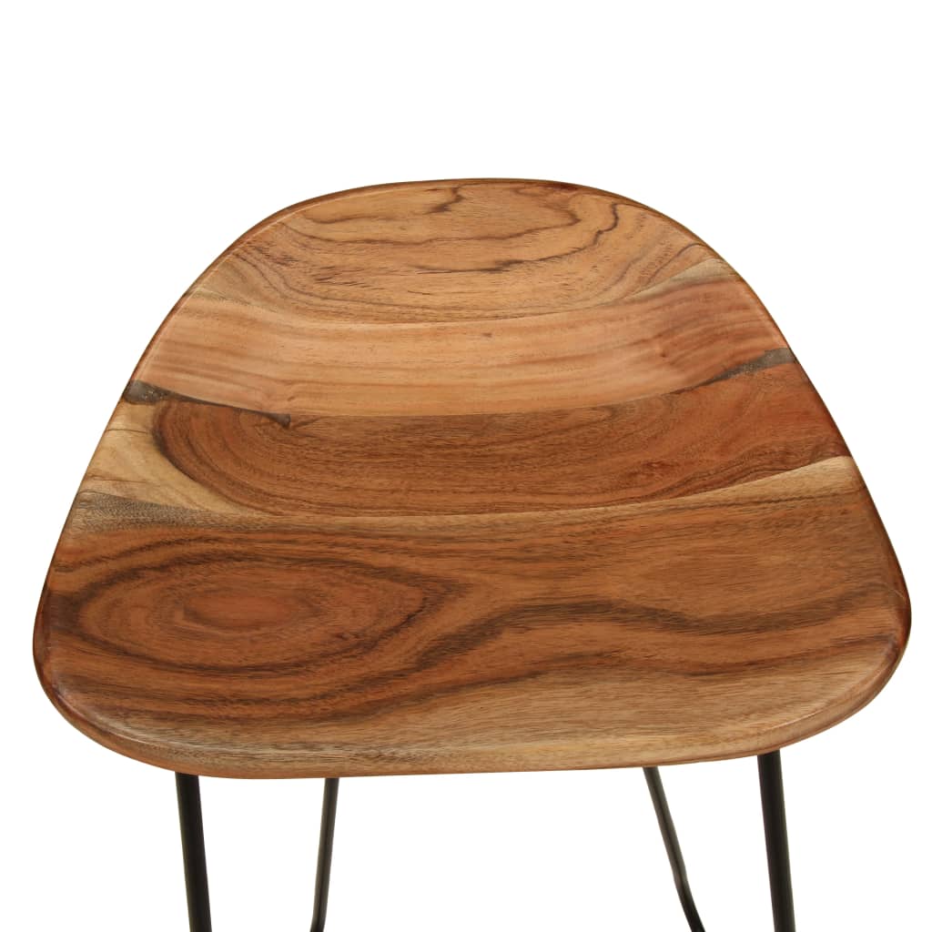 Bar Chair Set Of 2 Natural Wood, Black