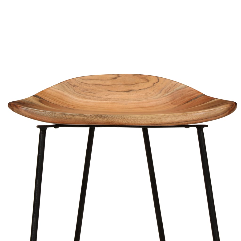 Bar Chair Set Of 2 Natural Wood, Black