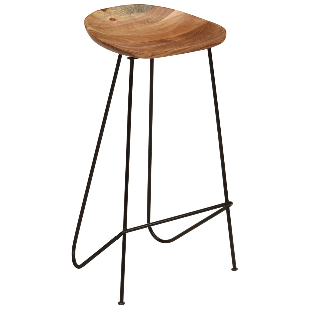 Bar Chair Set Of 2 Natural Wood, Black