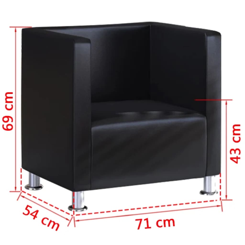Armchair Faux Leather, Metal Compact Durable Armchair