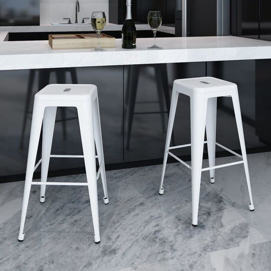 Bar Stool Set Of 2 Steel 16.9 X 16.9 X 29.9 In Footrest