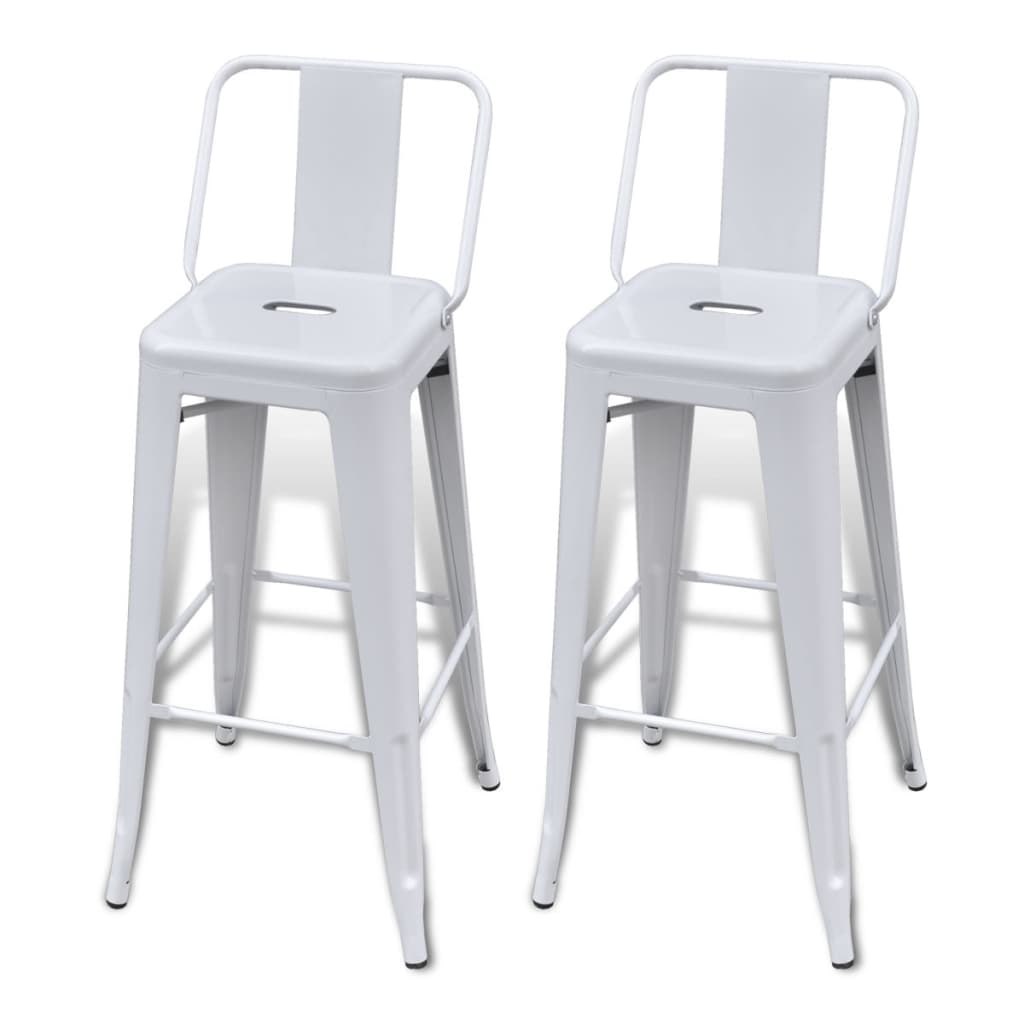 Bar Stool Set Of 2 Steel Standard Footrest Minimalist