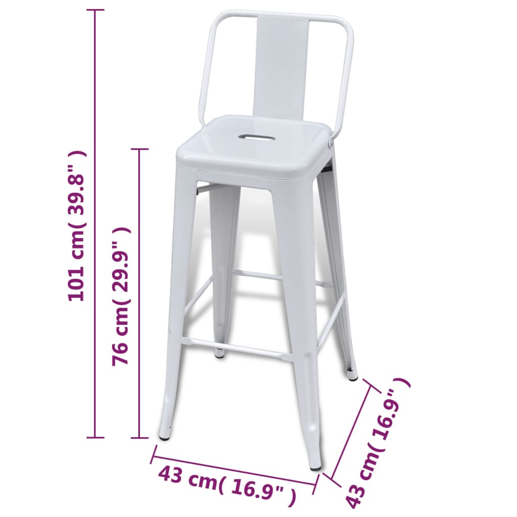 Bar Stool Set Of 2 Steel Standard Footrest Minimalist